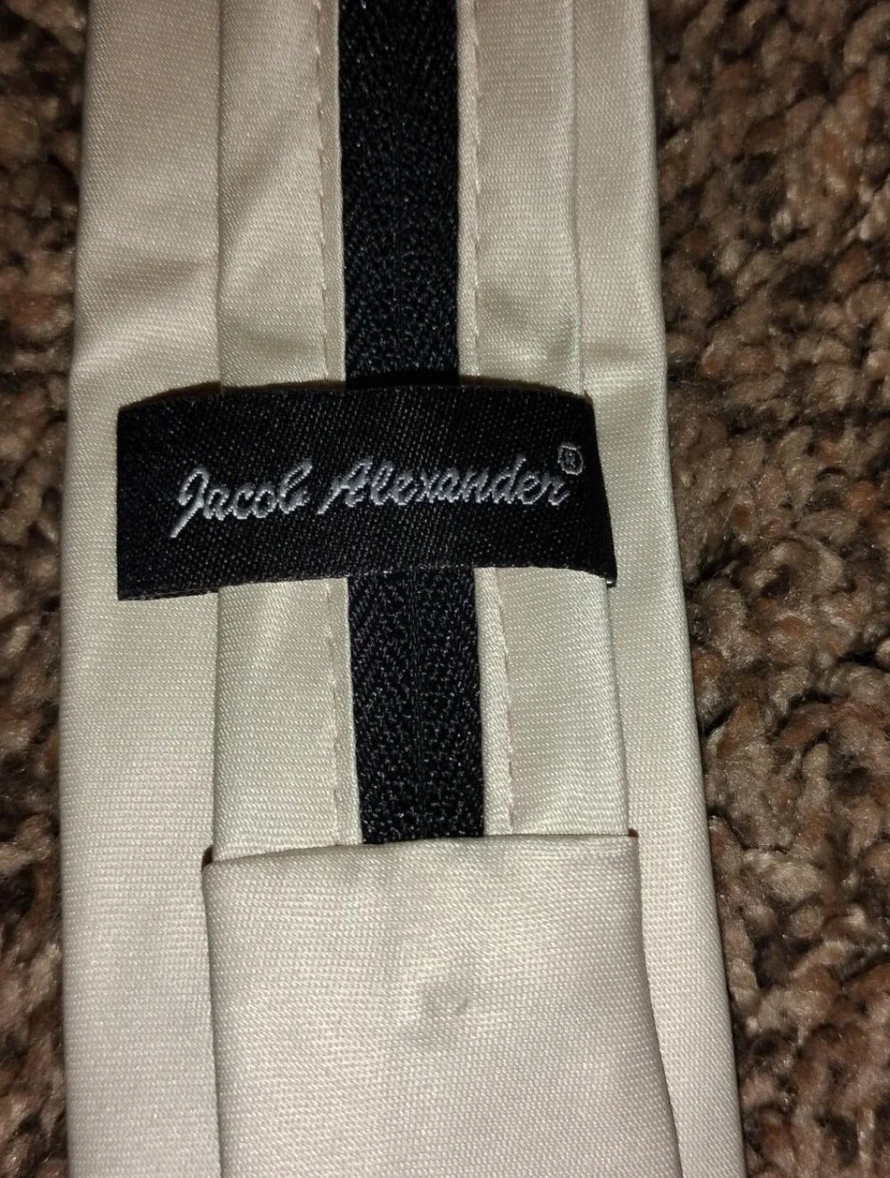 Jacob Alexander Men's Zipper Tie – Solid Champagne/Ivory Microfiber Boys New
